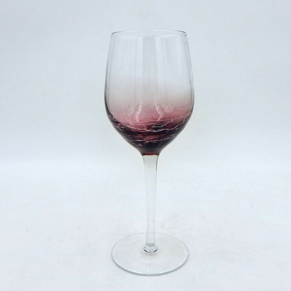 Pier 1 Imports Amethyst Crackle White Wine Glass 8 3/4 Inches Tall Purple